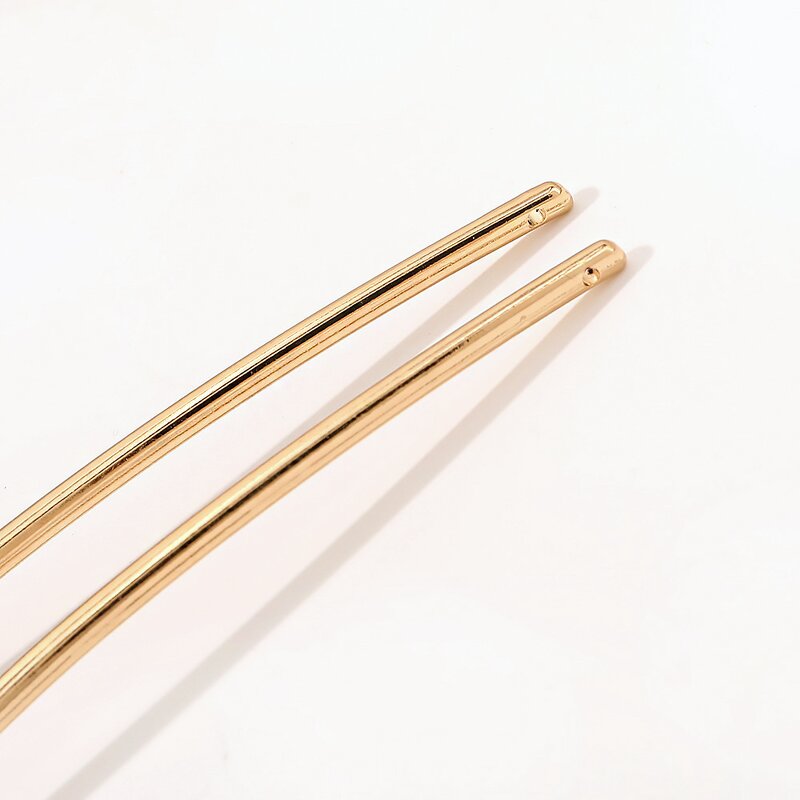 Alloy Hairpin Factory - Custom Big Pearls Golden Metal