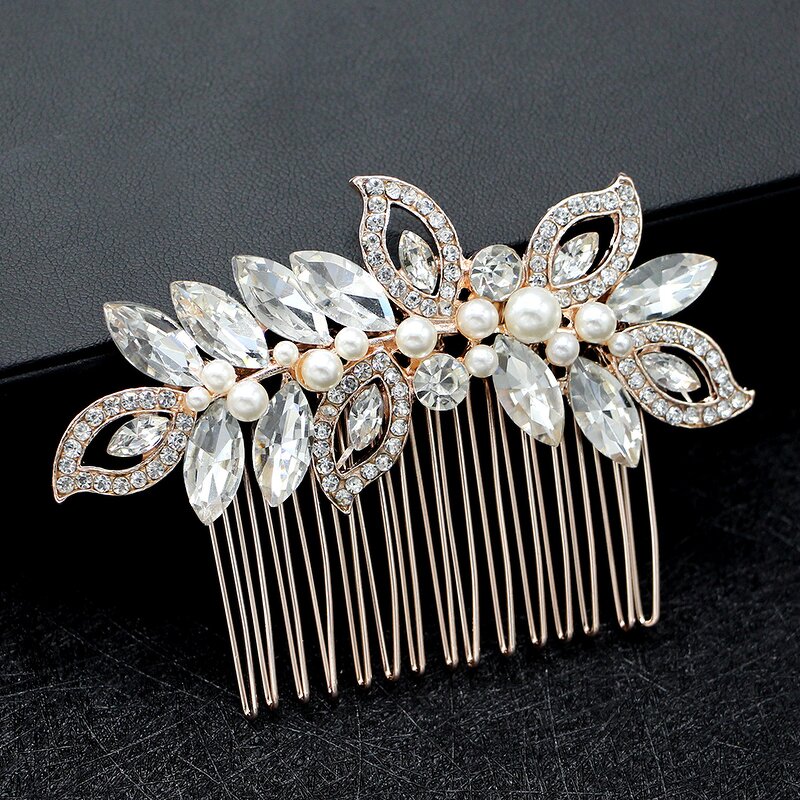 Hair Comb Supplier - Custom White Flower Pearls Crystal