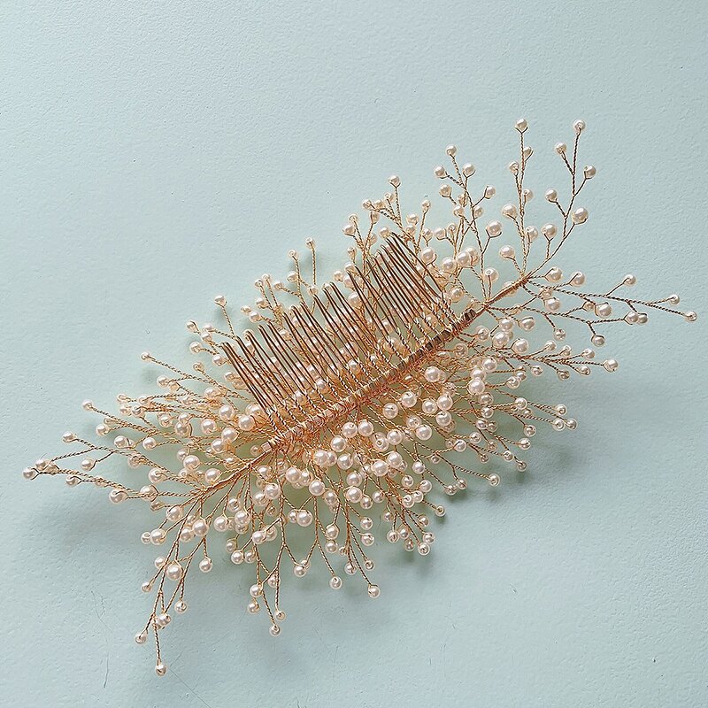 Hair Comb Manufacturer - Custom Golden Metal Woven Flower