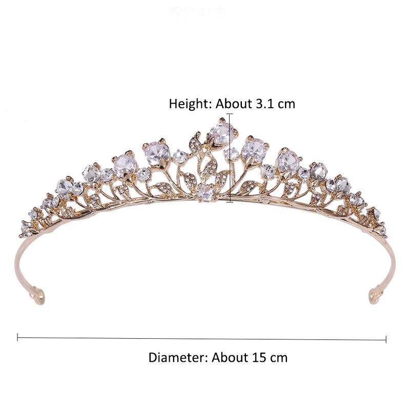 Bridal Crown Factory - Custom Leaf Inlaid Zircon Small