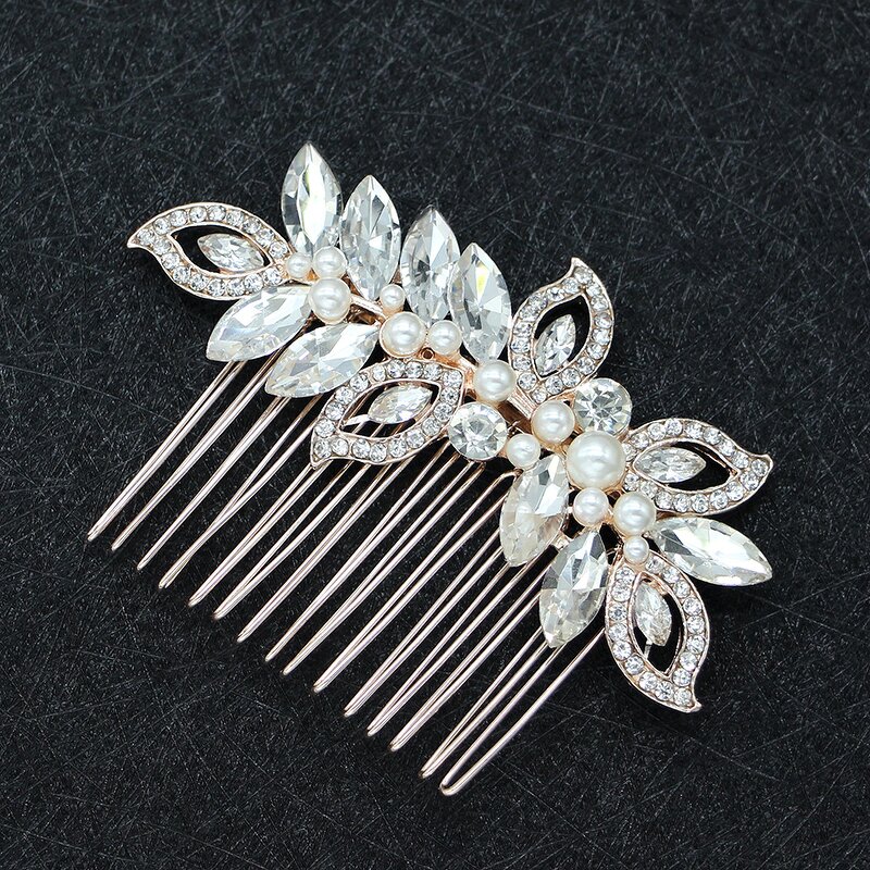 Hair Comb Supplier - Custom White Flower Pearls Crystal