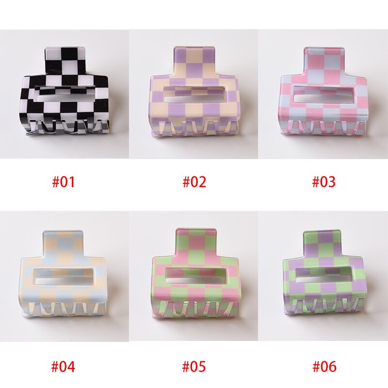 Hair Claw Clips Factory - Custom Checkered Square Acrylic
