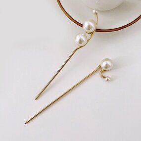 Hairpin Supplier - Custom Metal Discs Pearls Black