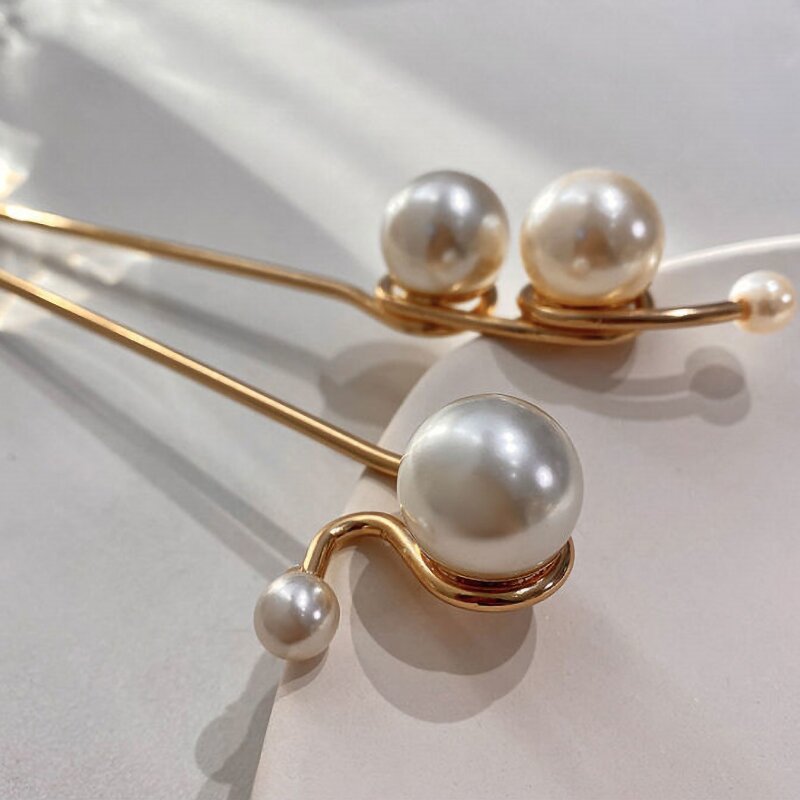 Hairpin Supplier - Custom Metal Discs Pearls Black