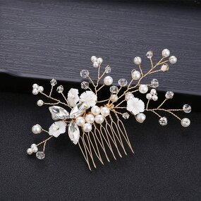 Pearl Hair Comb Factory - Custom Full Beaded Golden Alloy