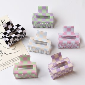 Hair Claw Clips Factory - Custom Checkered Square Acrylic