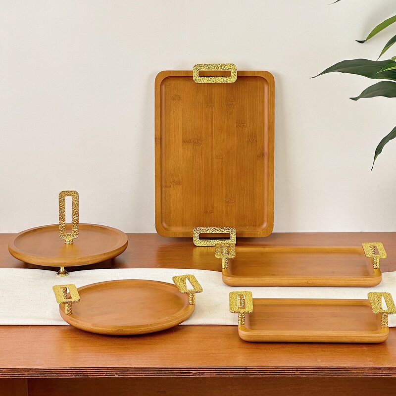 Wooden Serving Tray Manufacturer - OEM/ODM Custom Eco-Friendly Square Metal Handle