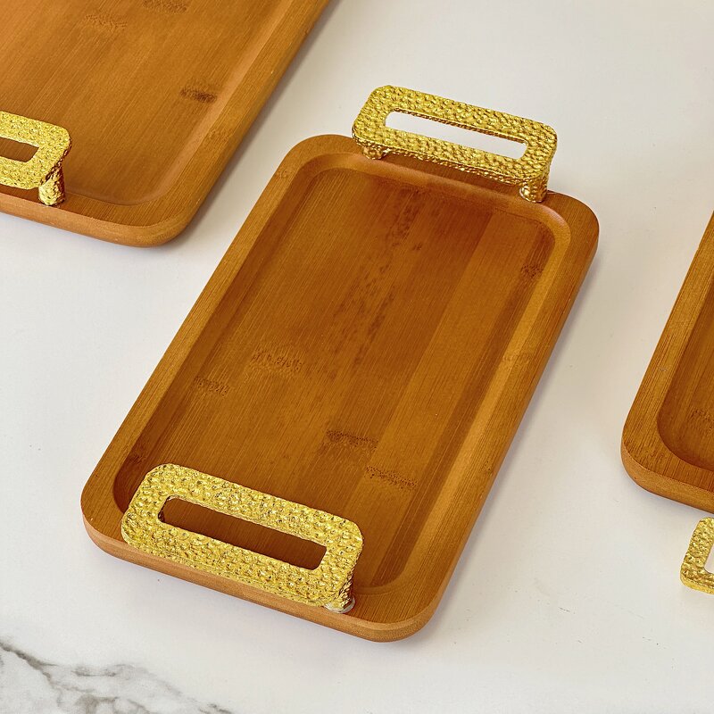 Wooden Serving Tray Manufacturer - OEM/ODM Custom Eco-Friendly Square Metal Handle