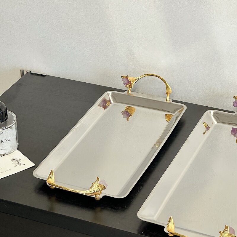 Stainless Steel Tray Manufacturer - OEM/ODM Custom Rectangle Flower Branch Handle