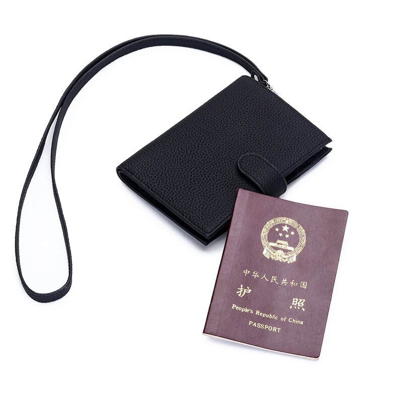 Passport Holder Manufacturer - OEM/ODM Custom Genuine Leather Neck Sling Wallet