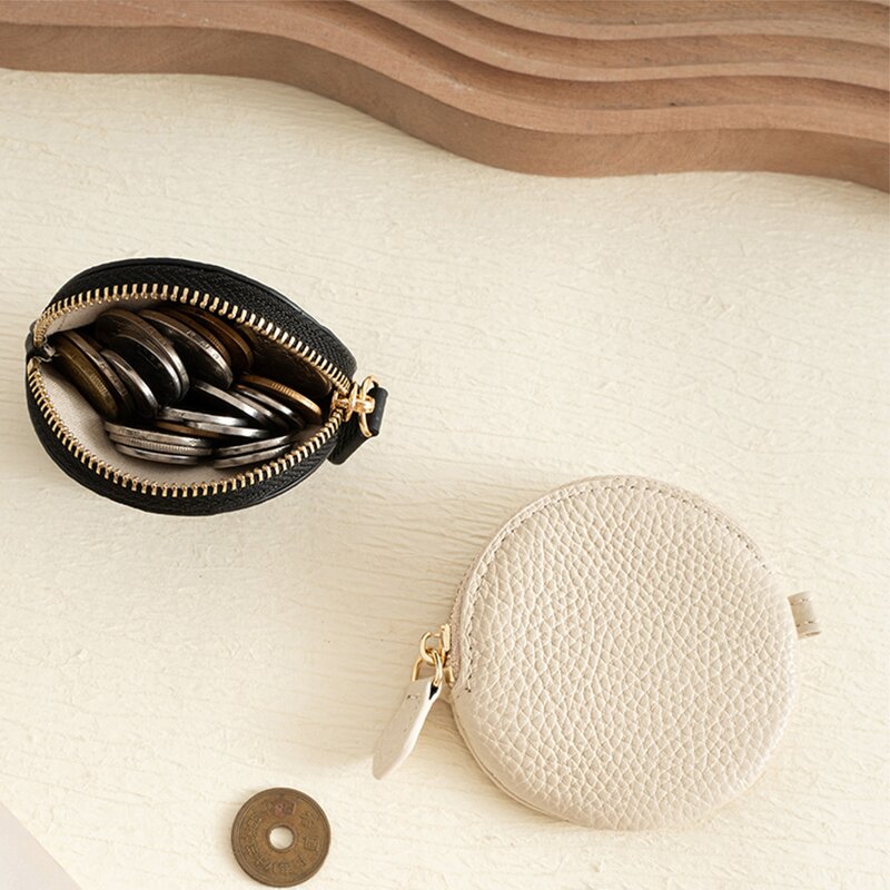 Coin Purse Manufacturer - OEM/ODM Custom Cowhide Leather Round Zipper Wallet