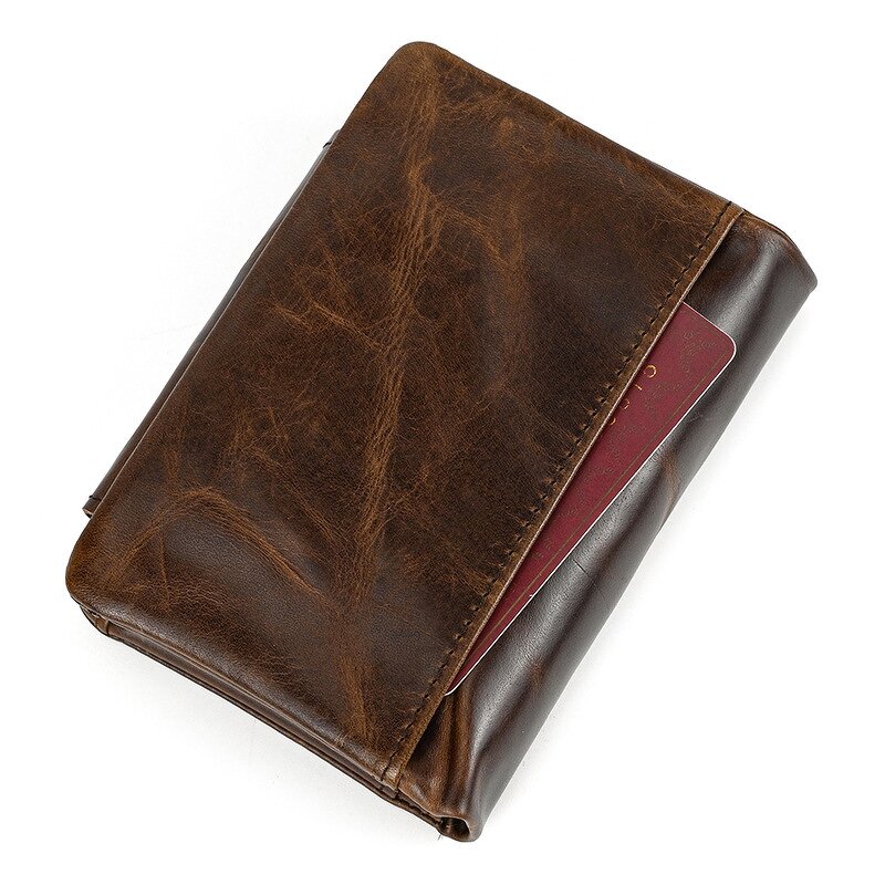 Men's Wallet Manufacturer - OEM/ODM Custom Cowhide Leather Zipper Trifold Wallet
