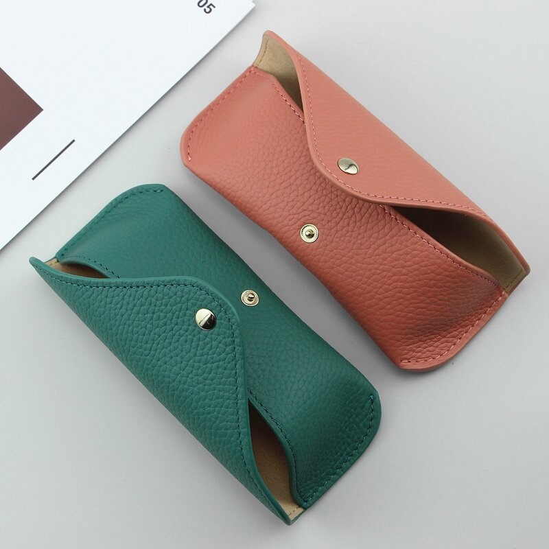 Glasses Case Manufacturer - OEM/ODM Custom Snap Button Genuine Leather Case