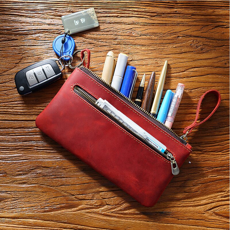 Pen Holder Bag Manufacturer - OEM/ODM Custom Vintage Crazy Horse Leather Pouch