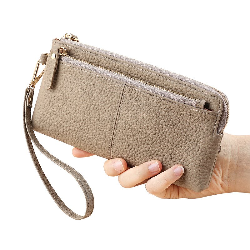 Long Wallet Manufacturer - OEM/ODM Custom Cowhide Leather Wrist Strap Purse