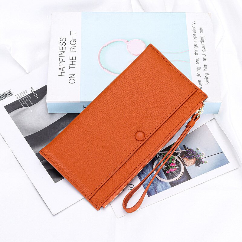 Long Wallet Manufacturer - OEM/ODM Custom Cowhide Leather Envelope Clutch