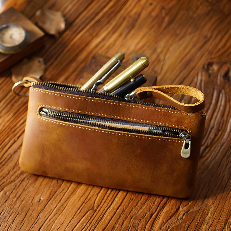 Pen Holder Bag Manufacturer - OEM/ODM Custom Vintage Crazy Horse Leather Pouch