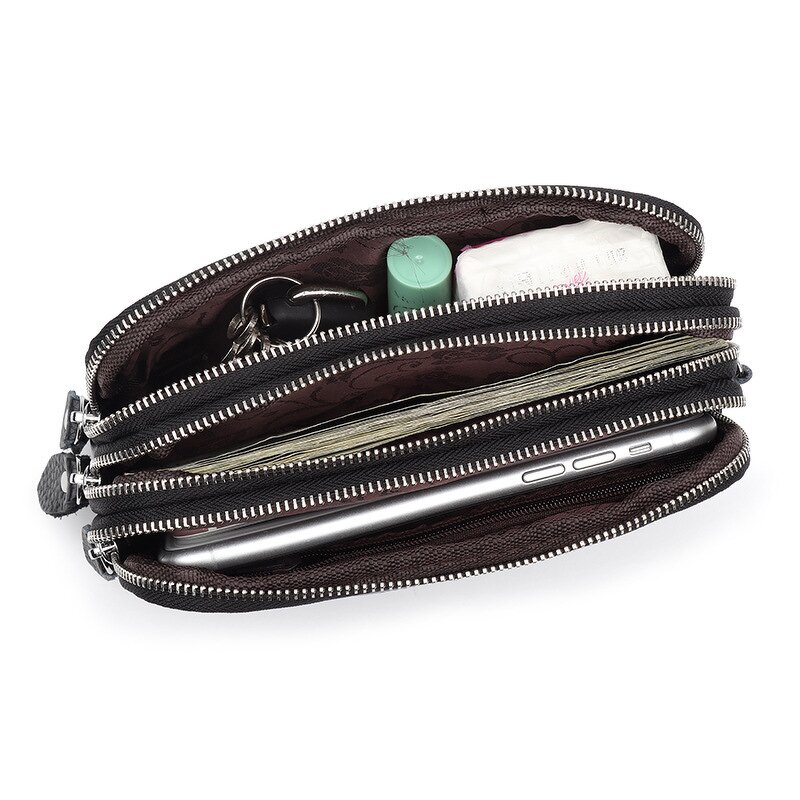Clutch Wallet Manufacturer - OEM/ODM Custom Double Zipper Genuine Leather Purse