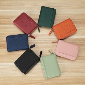 Card Holder Manufacturer - OEM/ODM Custom Cowhide Leather Zipper Organ Wallet