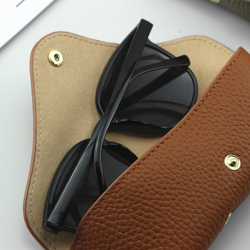 Glasses Case Manufacturer - OEM/ODM Custom Snap Button Genuine Leather Case