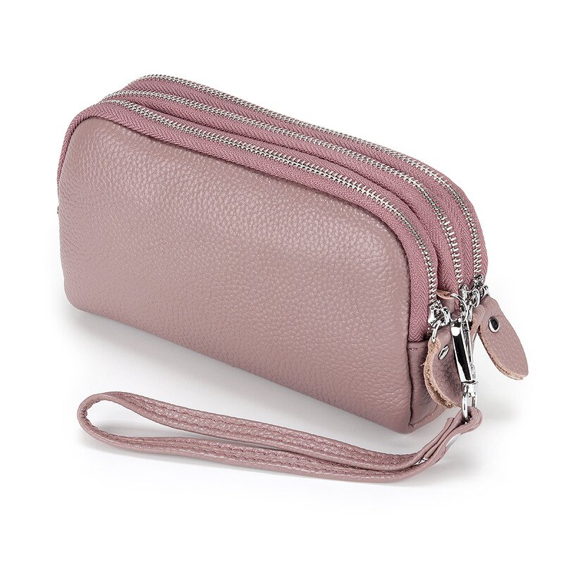 Clutch Wallet Manufacturer - OEM/ODM Custom Double Zipper Genuine Leather Purse