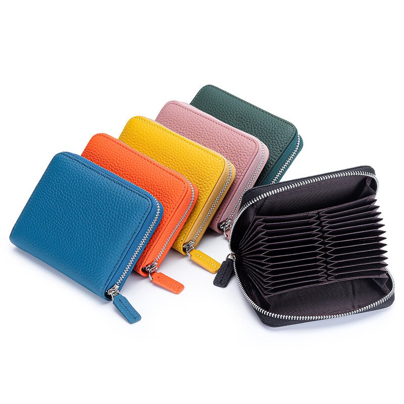Card Wallet Manufacturer - OEM/ODM Custom Litchi Pattern Double Zip Wallet