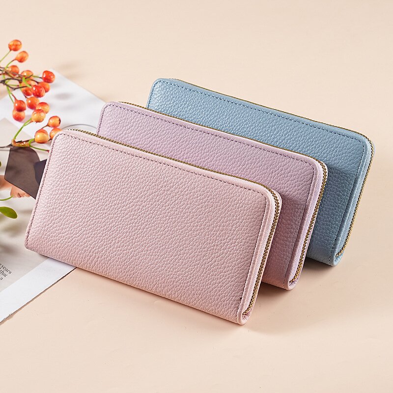 Card Wallet Manufacturer - OEM/ODM Custom Litchi Pattern Multi-Color Zip Wallet