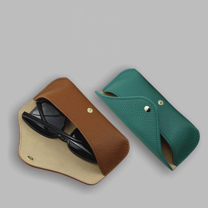 Glasses Case Manufacturer - OEM/ODM Custom Snap Button Genuine Leather Case
