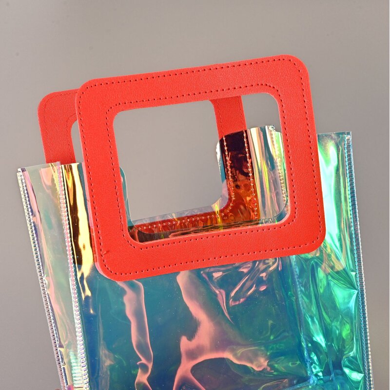 PVC Tote Bag Manufacturer - OEM/ODM Custom Orange Handle Laser Shopping Bag