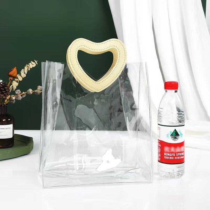 PVC Shopping Bag Manufacturer - OEM/ODM Custom Transparent Heart Handle Tote