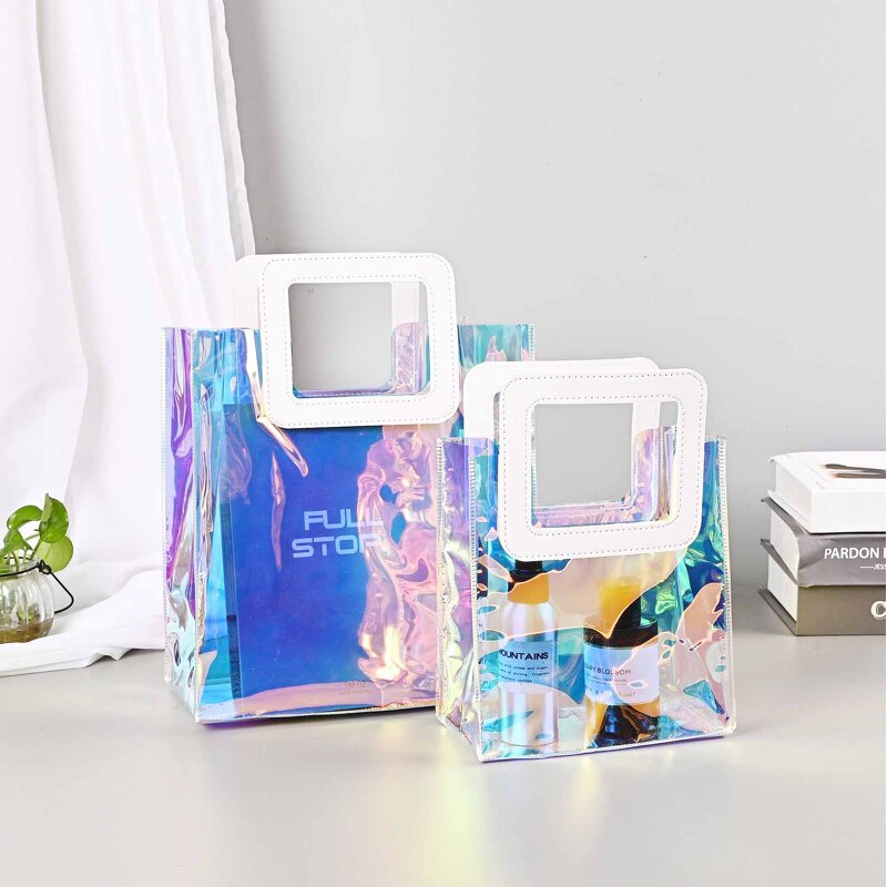 PVC Handbag Manufacturer - OEM/ODM Custom White Handle Laser Shopping Bag