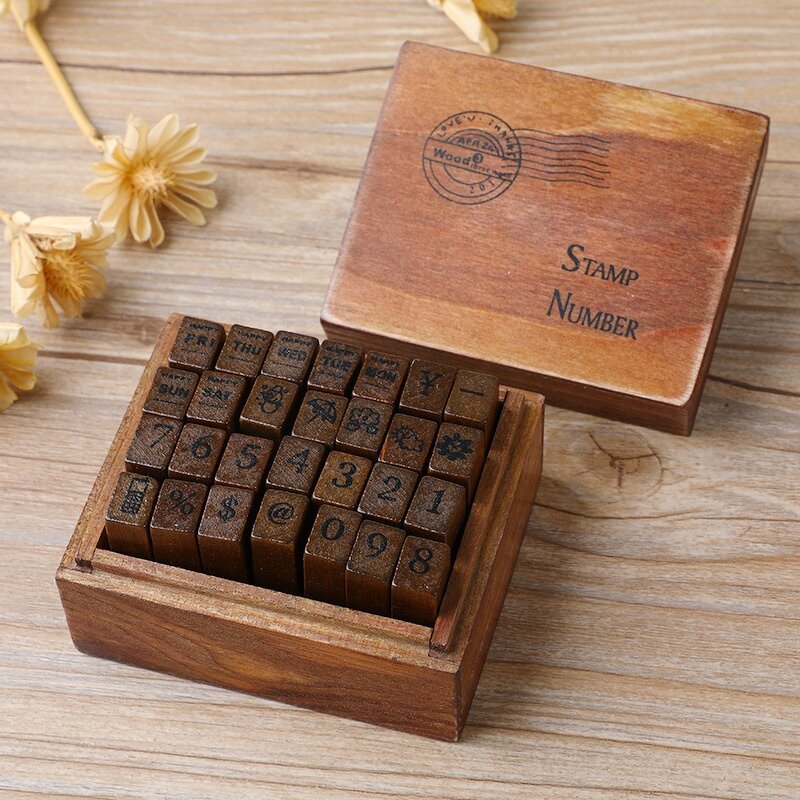 Wooden Stamp Set Supplier - Creative Cartoon Digital Letter 40