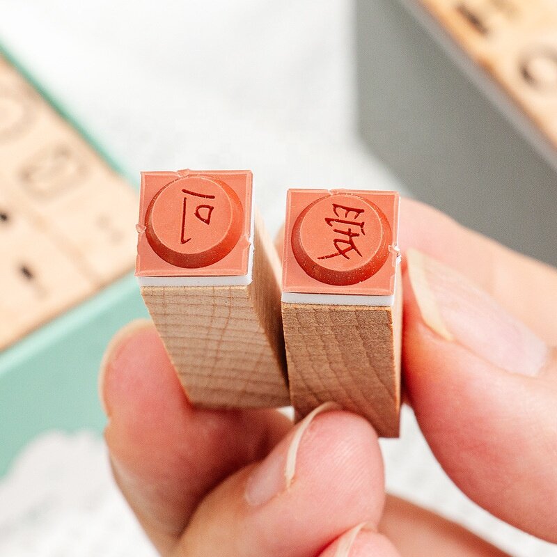 Wooden Letter Stamps Manufacturer - 40-Piece DIY Cylindrical