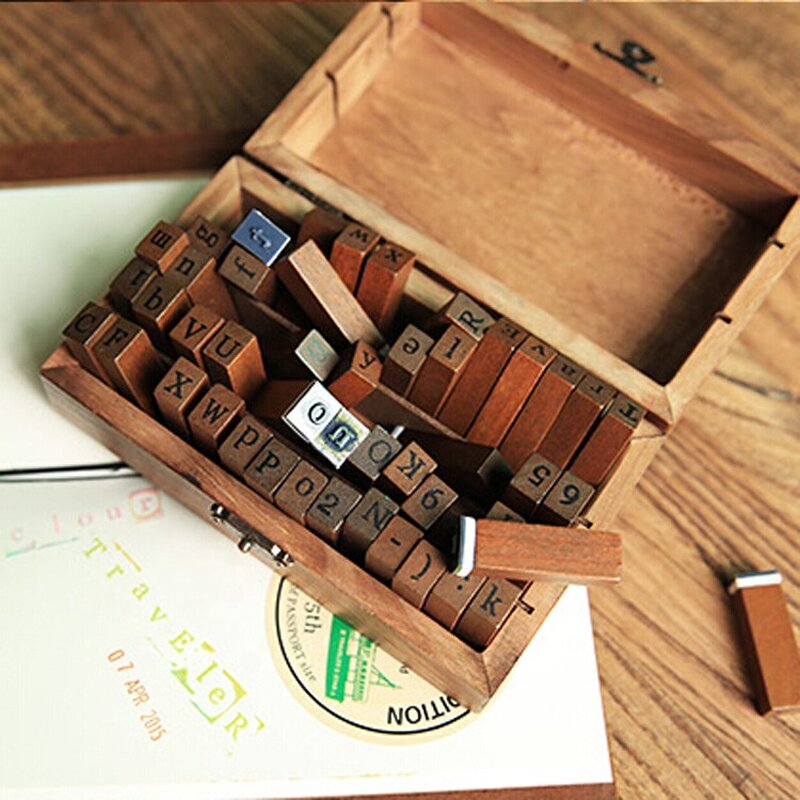 Wooden Stamp Set Manufacturer - Creative Retro Alphanumeric 28