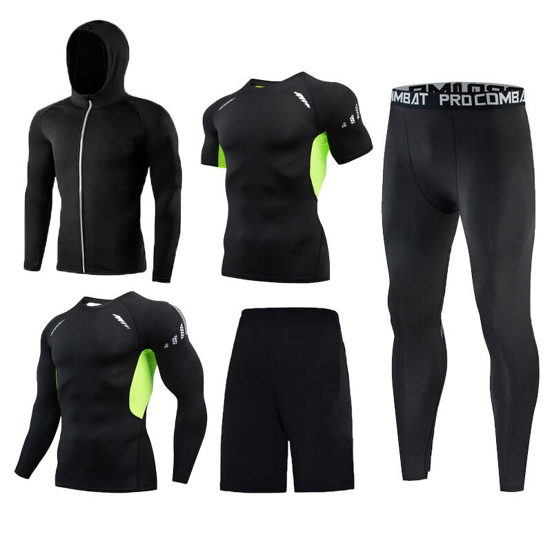 Compression Shirt Sets Manufacturer - OEM/ODM Custom Men's Five-piece Training Set