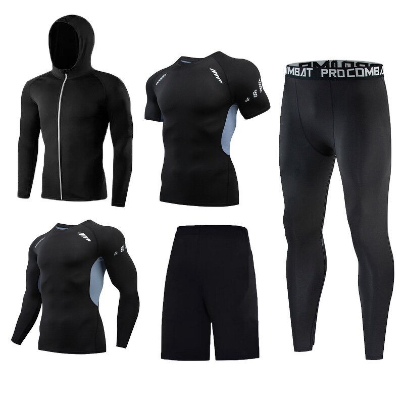 Compression Shirt Sets Manufacturer - OEM/ODM Custom Men's Five-piece Training Set