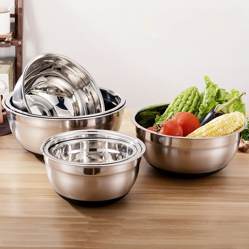 Salad Bowl Set Manufacturer - OEM/ODM Custom Non-slip Nesting Stainless Steel