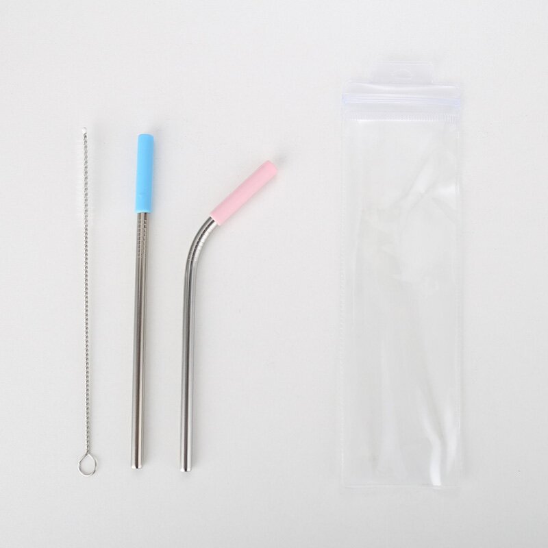 Straw Set Manufacturer - OEM/ODM Custom 304 Stainless Steel Silicon Tip Straw