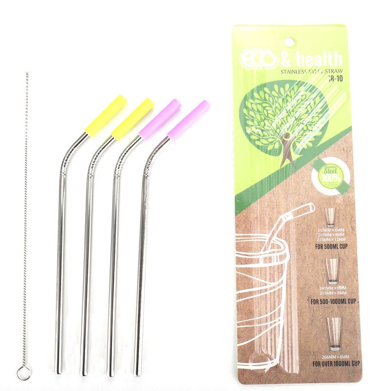 Straw Set Manufacturer - OEM/ODM Custom 304 Stainless Steel Silicon Tip Straw