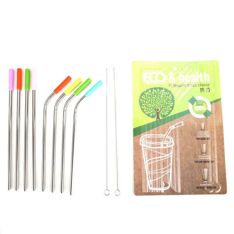 Straw Set Manufacturer - OEM/ODM Custom 304 Stainless Steel Silicon Tip Straw