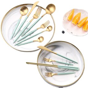 Cutlery Set Manufacturer - OEM/ODM Custom 4-pieces Frosted Gold Stainless