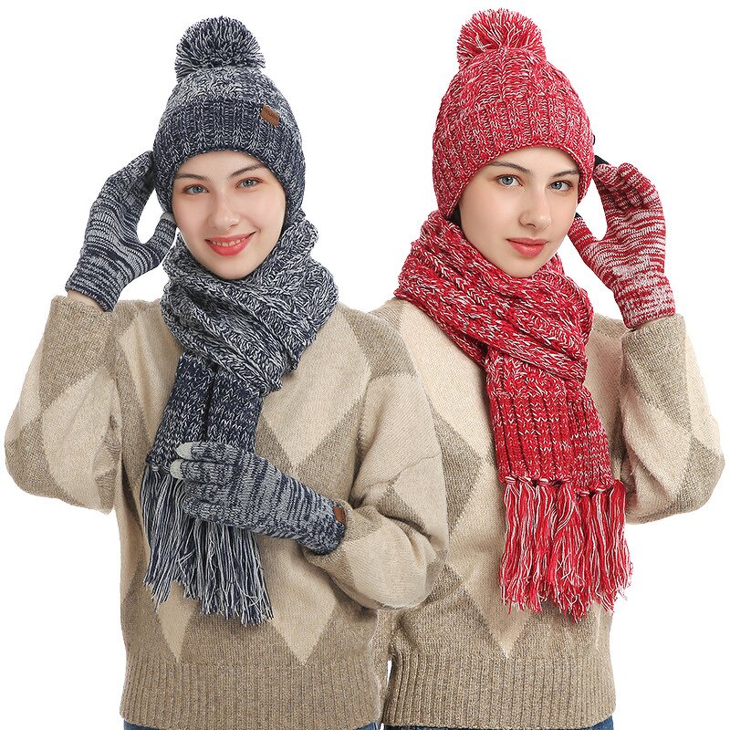 Winter Hat Set Manufacturer - OEM/ODM Custom Knitted Wool Pompom Beanie Scarf
