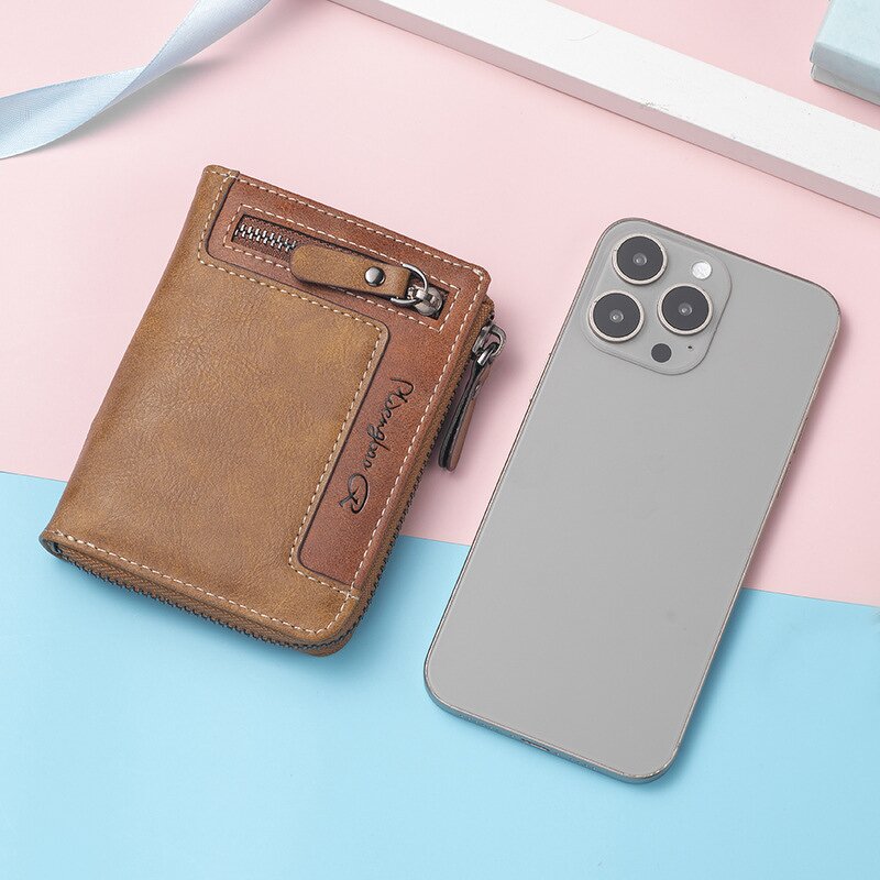 PU Wallet Manufacturer - OEM/ODM Custom Men's Vintage Zipper RFID Purse