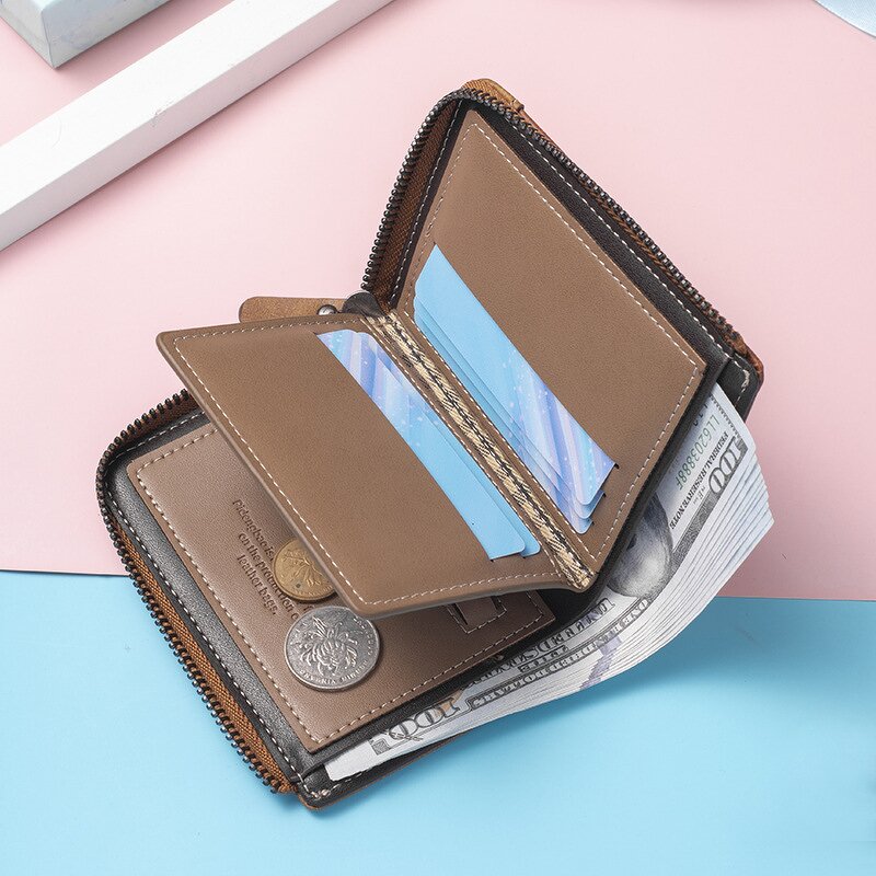 PU Wallet Manufacturer - OEM/ODM Custom Men's Vintage Zipper RFID Purse