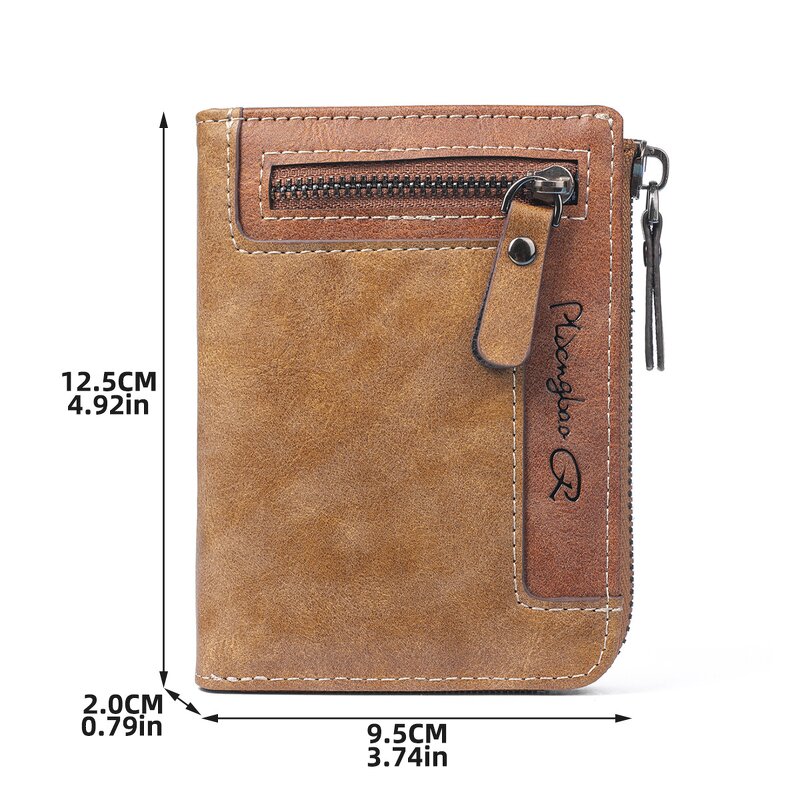 PU Wallet Manufacturer - OEM/ODM Custom Men's Vintage Zipper RFID Purse