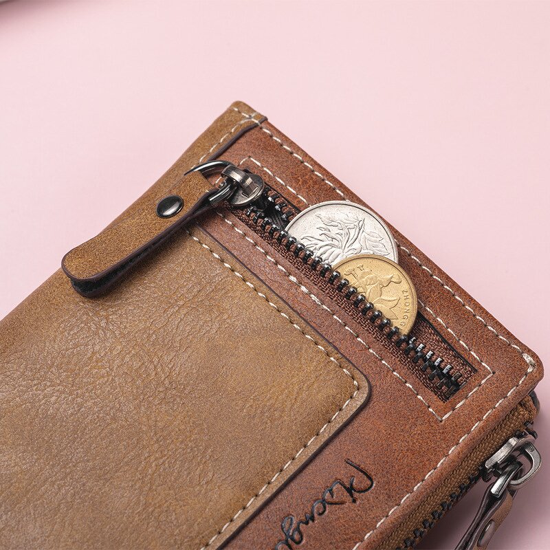 PU Wallet Manufacturer - OEM/ODM Custom Men's Vintage Zipper RFID Purse
