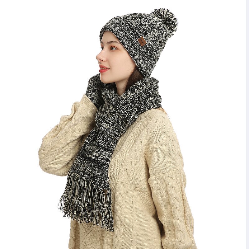 Winter Hat Set Manufacturer - OEM/ODM Custom Knitted Wool Pompom Beanie Scarf