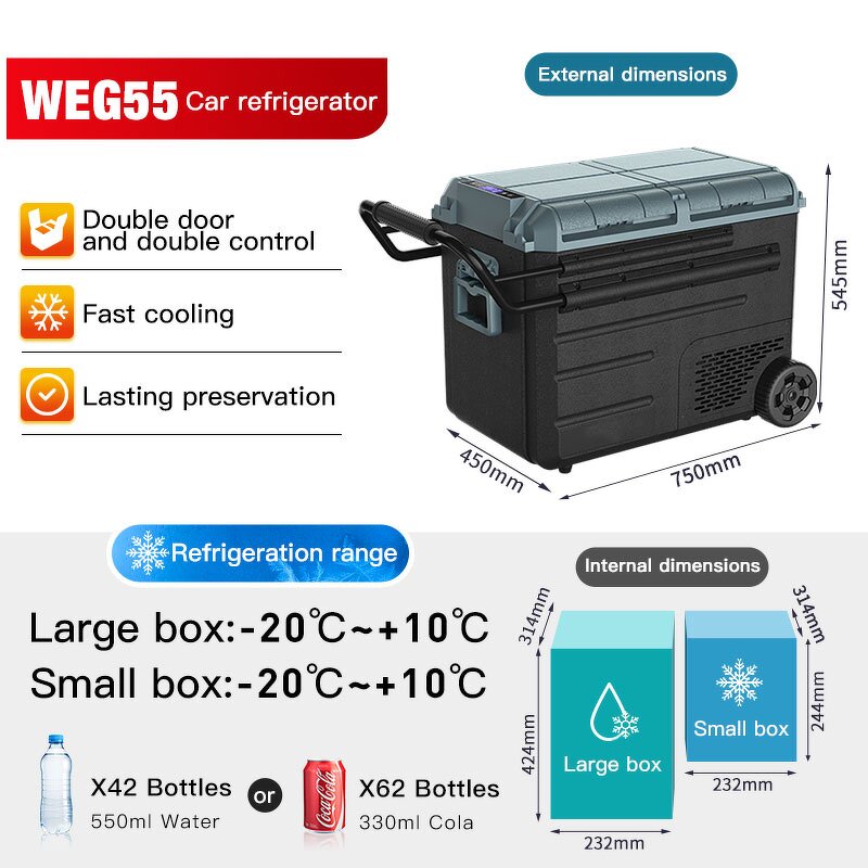 Car Refrigerator Manufacturer - 40L Dual Zone DC Compressor