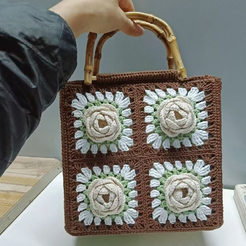 Crochet Bag Manufacturer - OEM/ODM Custom Handmade Flower Wooden Handle