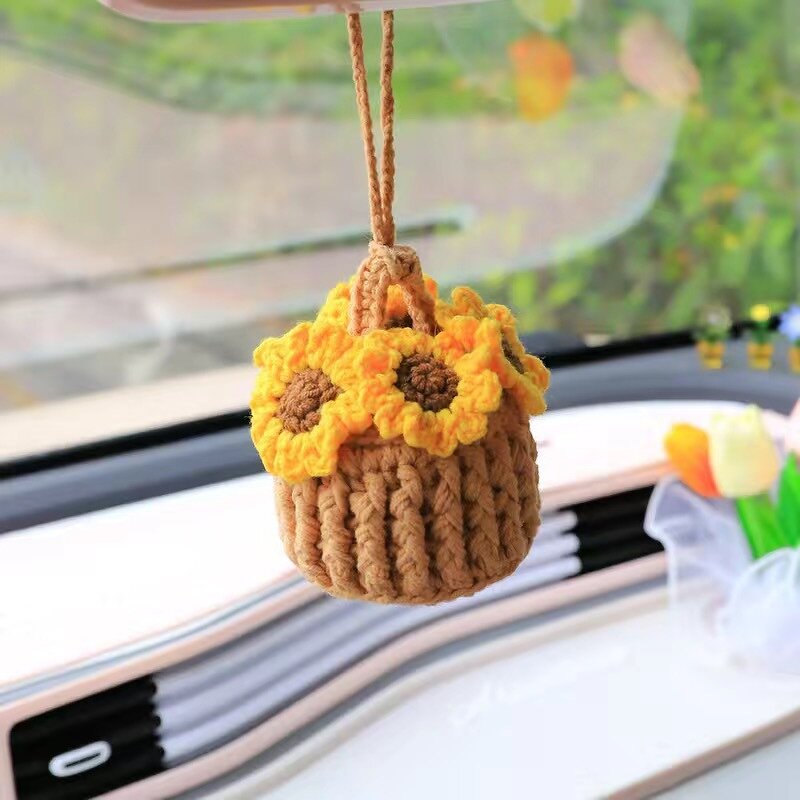 Crochet Basket Manufacturer - OEM/ODM Custom Mini Flower Car Desk Decor